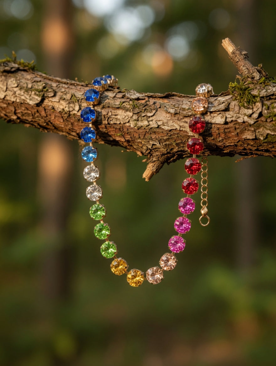 chunky rainbow crystal choker necklace