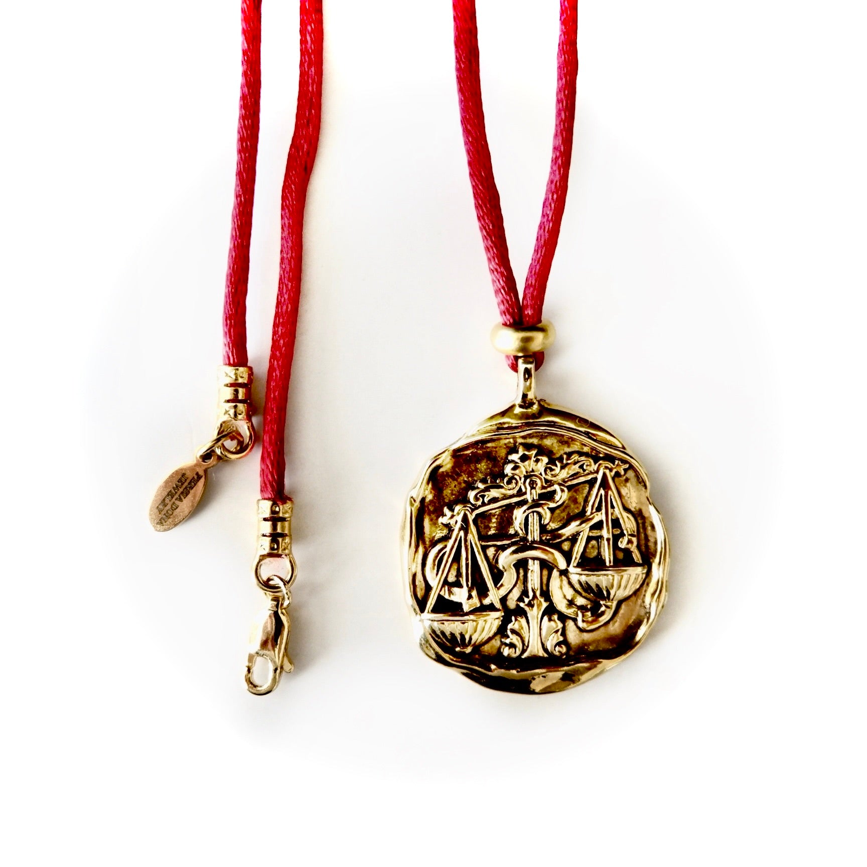 red silk cord zodiac necklace