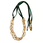 Art chain x emerald velvet necklace