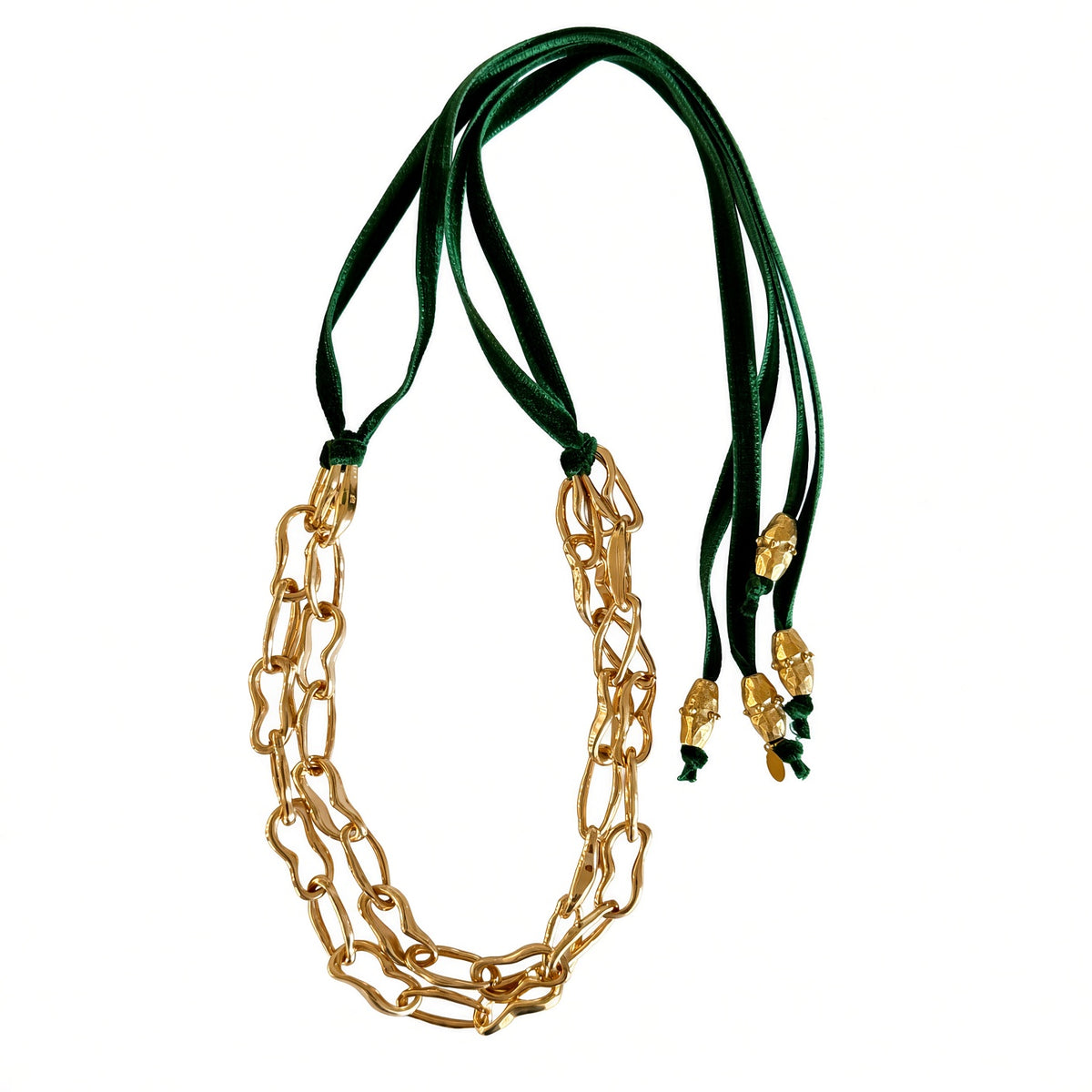 Art chain x emerald velvet necklace
