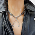 pave diamond wishbone necklace