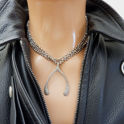 pave diamond wishbone necklace