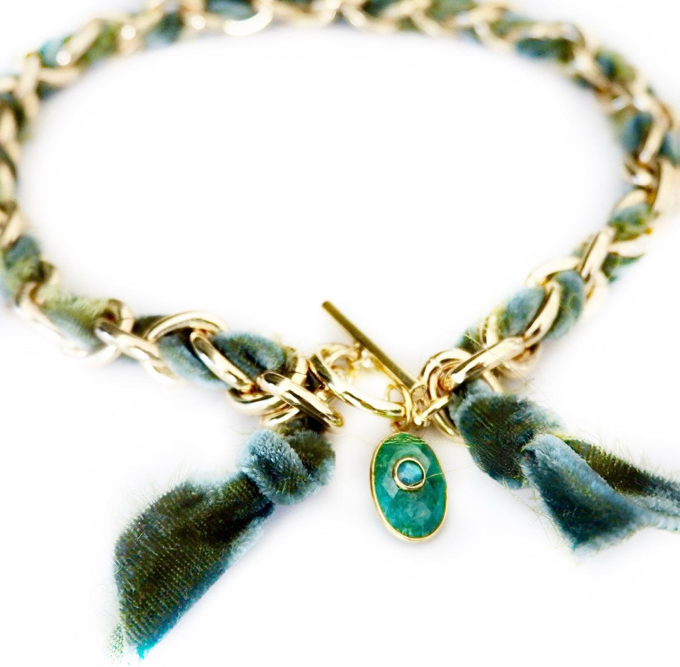 link chain and velvet ribbon necklace
