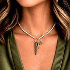 tennis chain x spike charm necklace