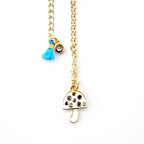 enamel gemstone mushroom necklace