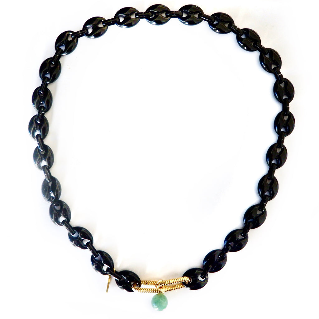 black enamel mariner link necklace