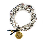vintage coin and metal chain bangle