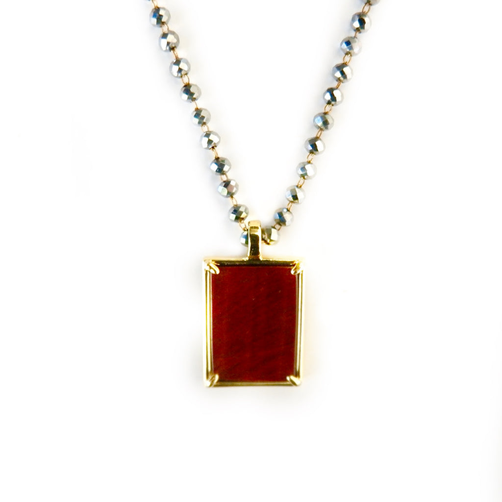rectangle gemstone pendant necklace