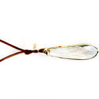 large crystal drop and leather necklace