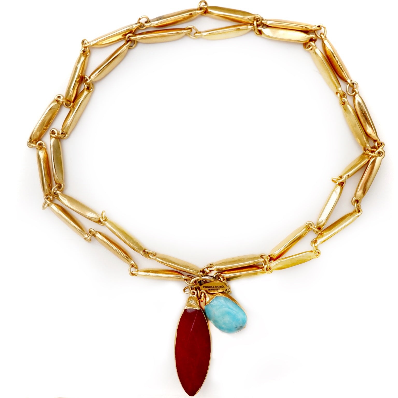 vintage ruby and turquoise pendant necklace