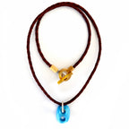 turquoise link x toggle leather necklace