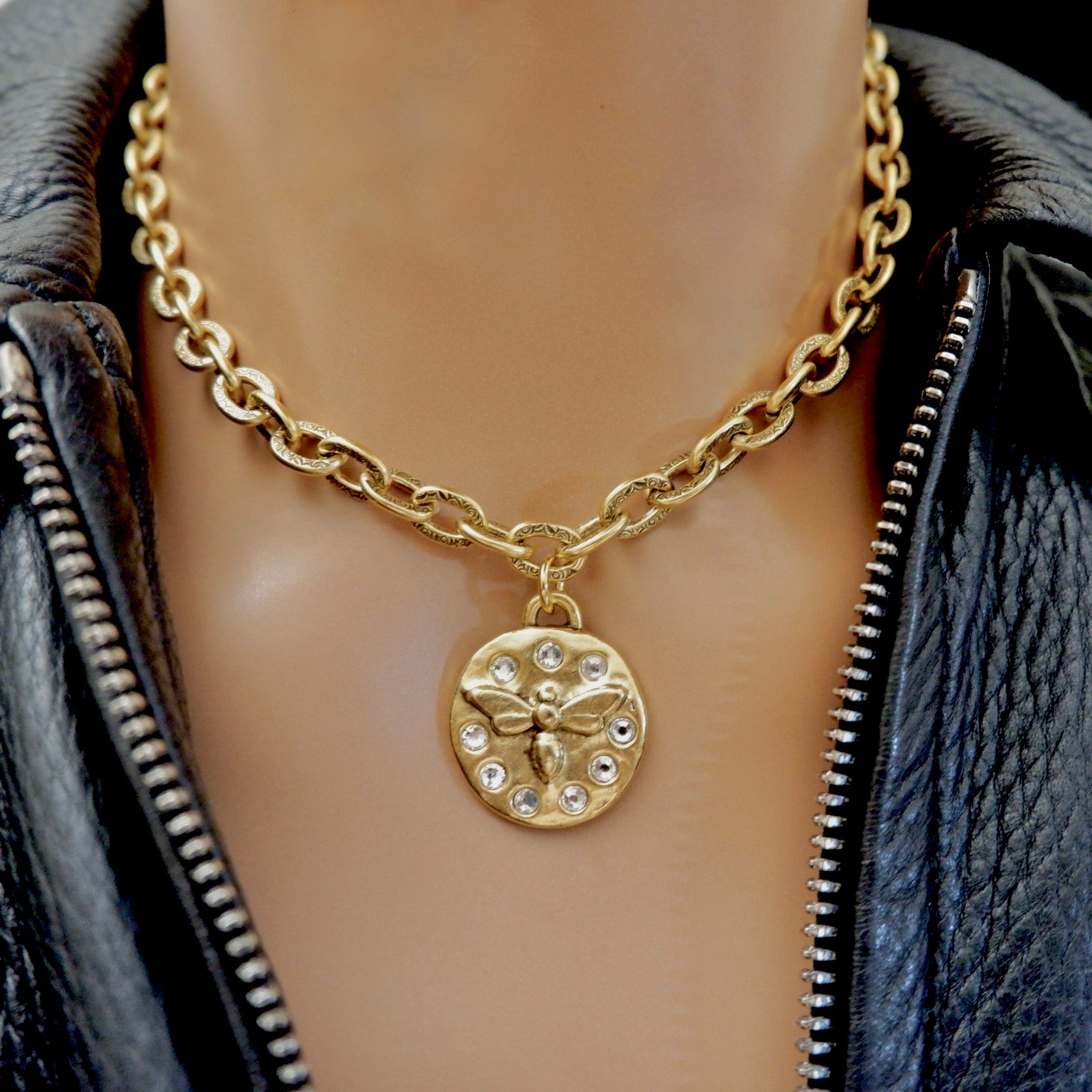 bumble bee bling vintage necklace