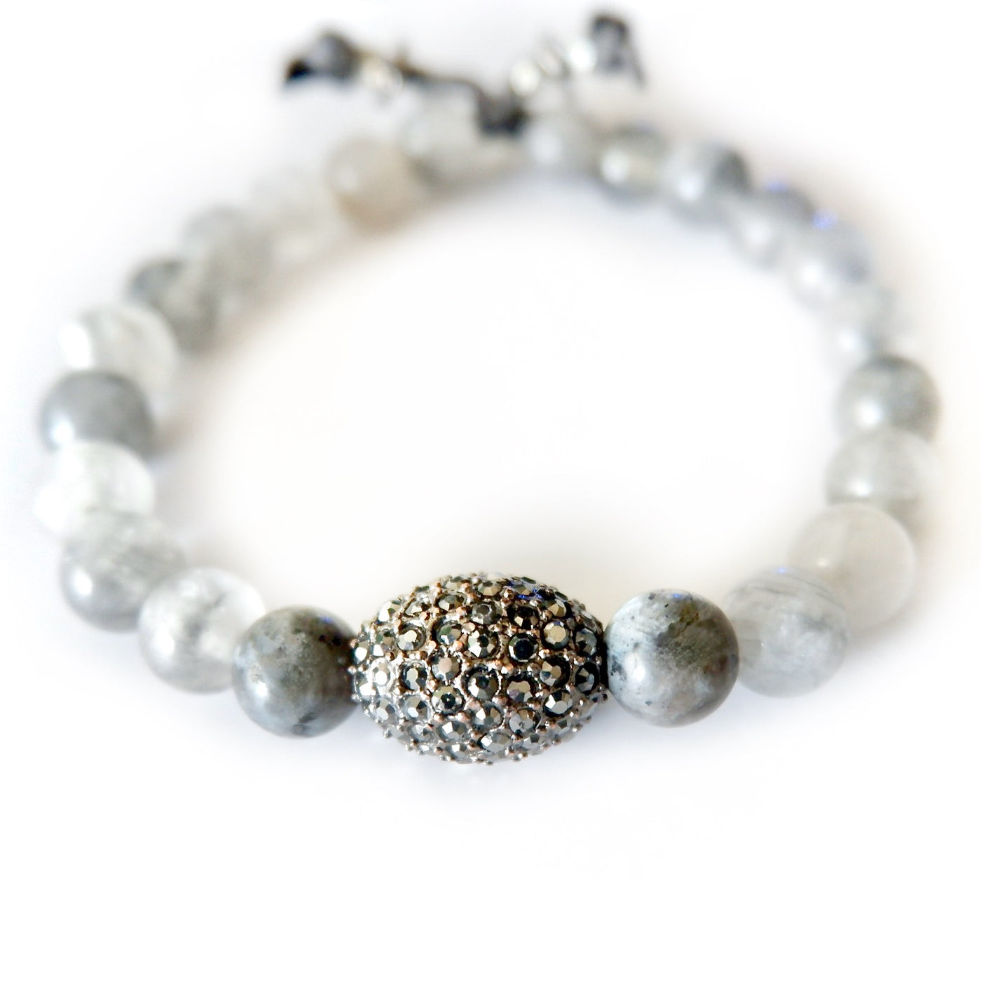 gray moonstone and oval pyrite bracelet