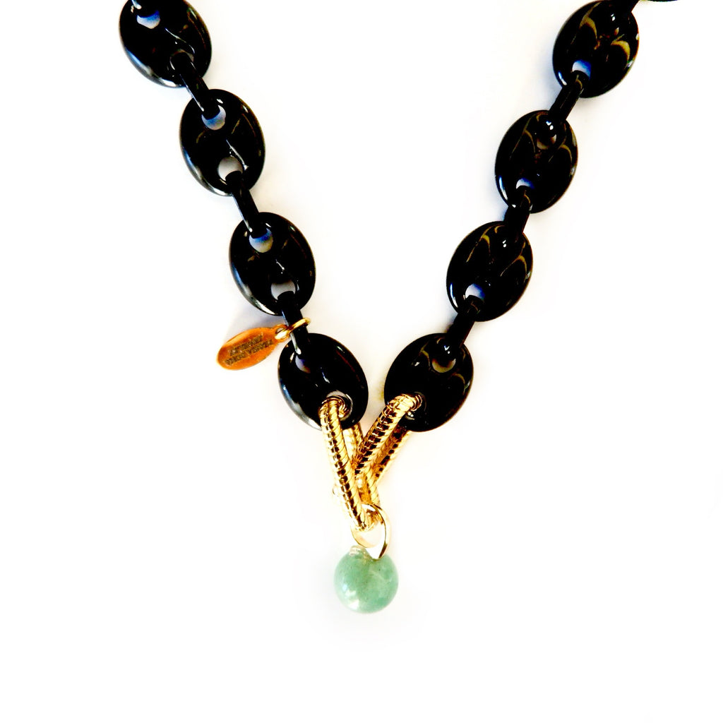 black enamel mariner link necklace