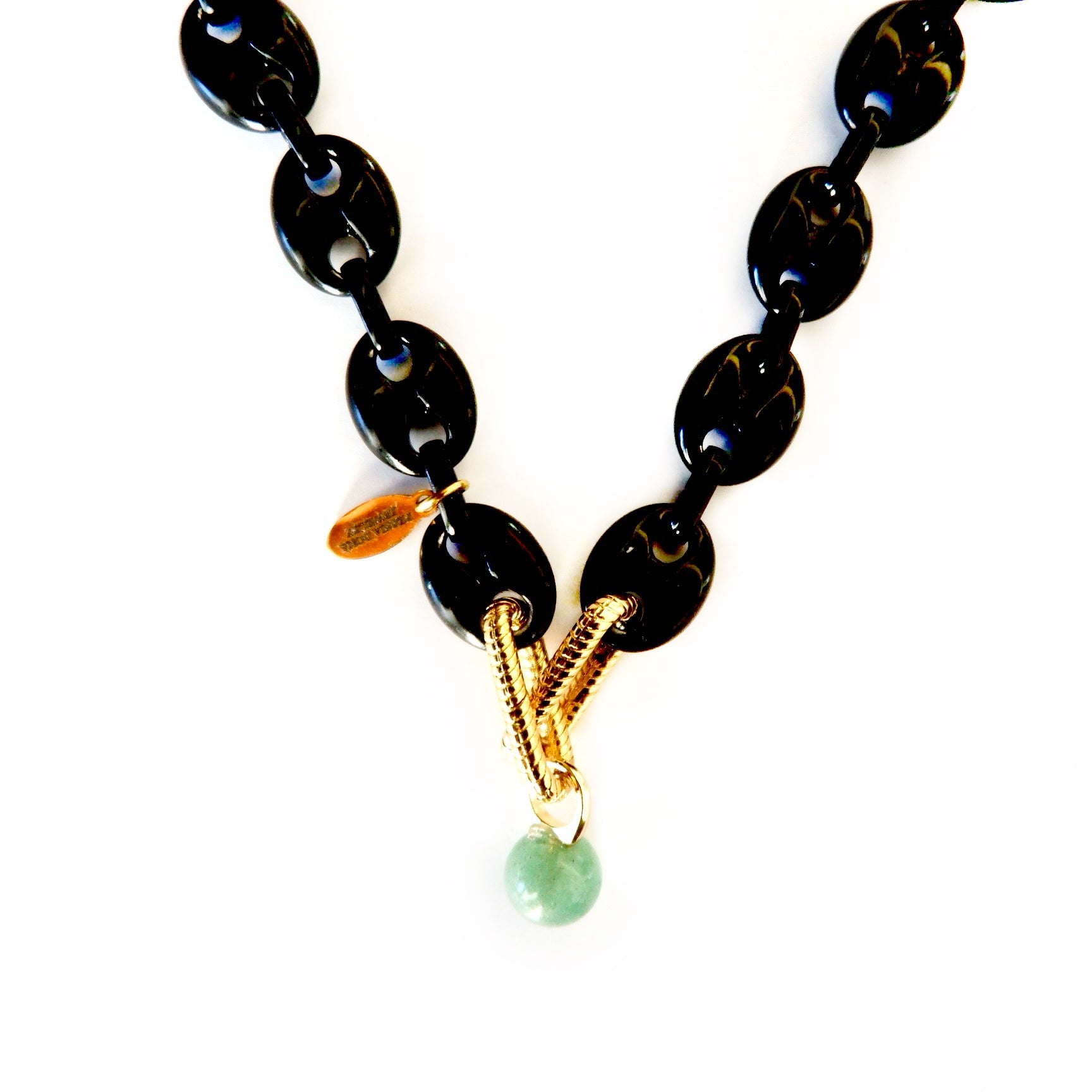 black enamel mariner link necklace