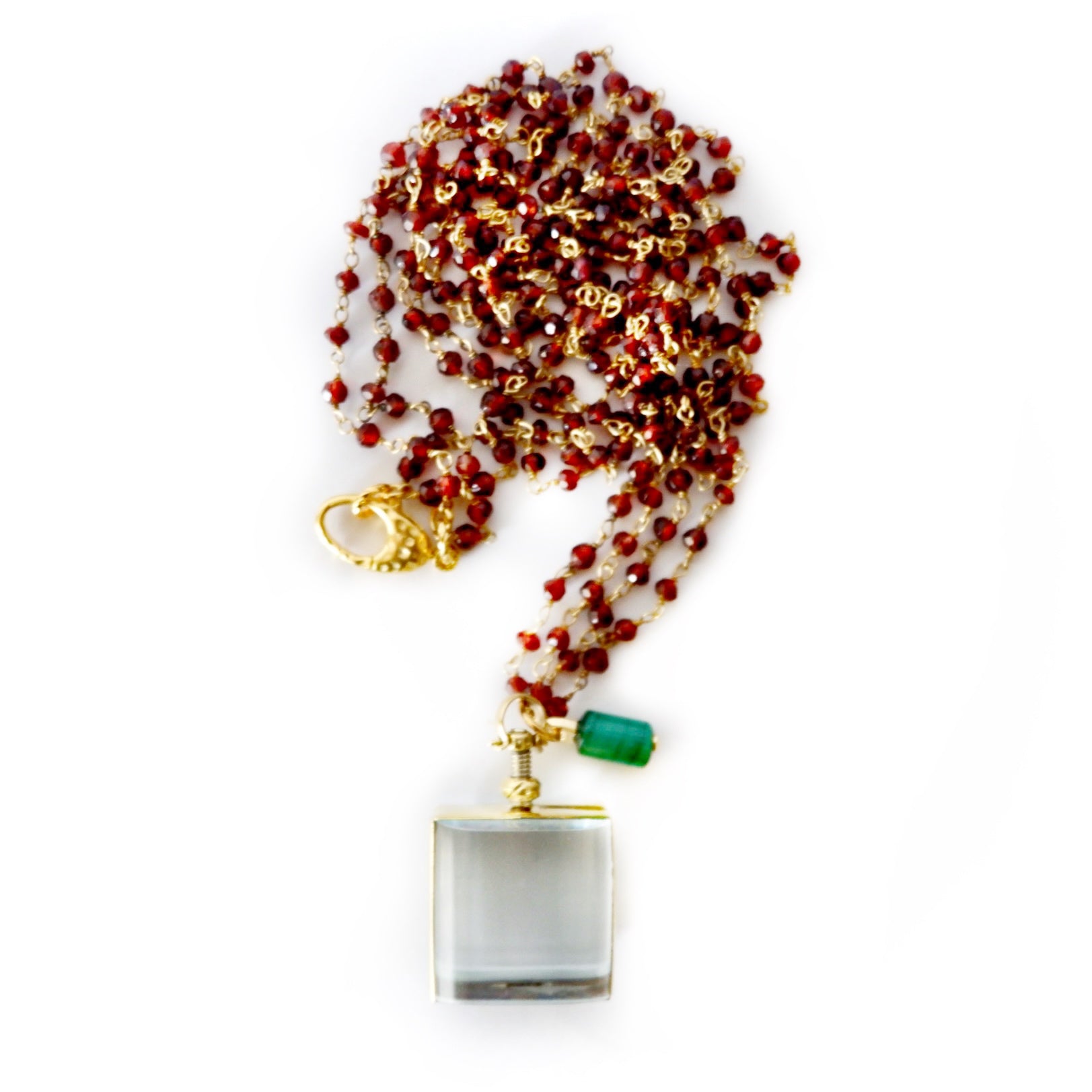 garnet and vintage locket necklace