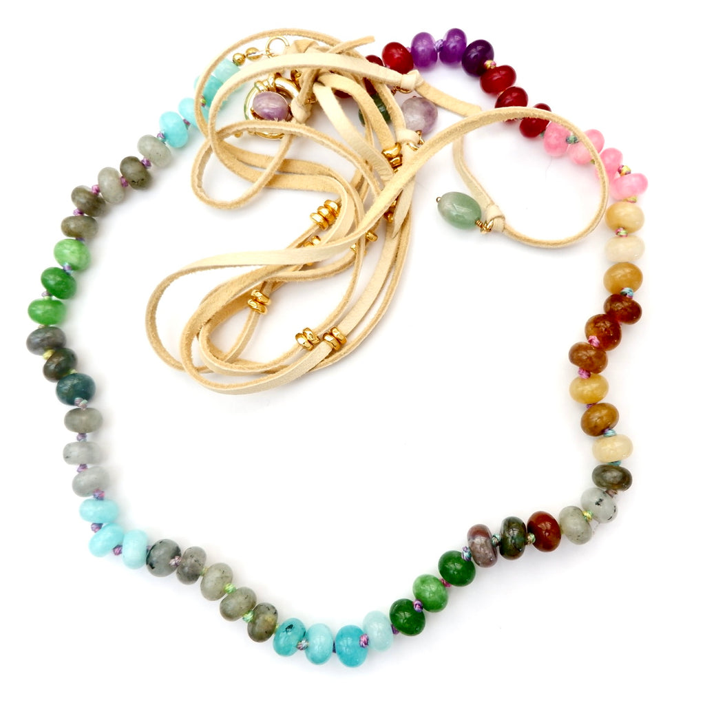 boho rainbow gemstone necklace