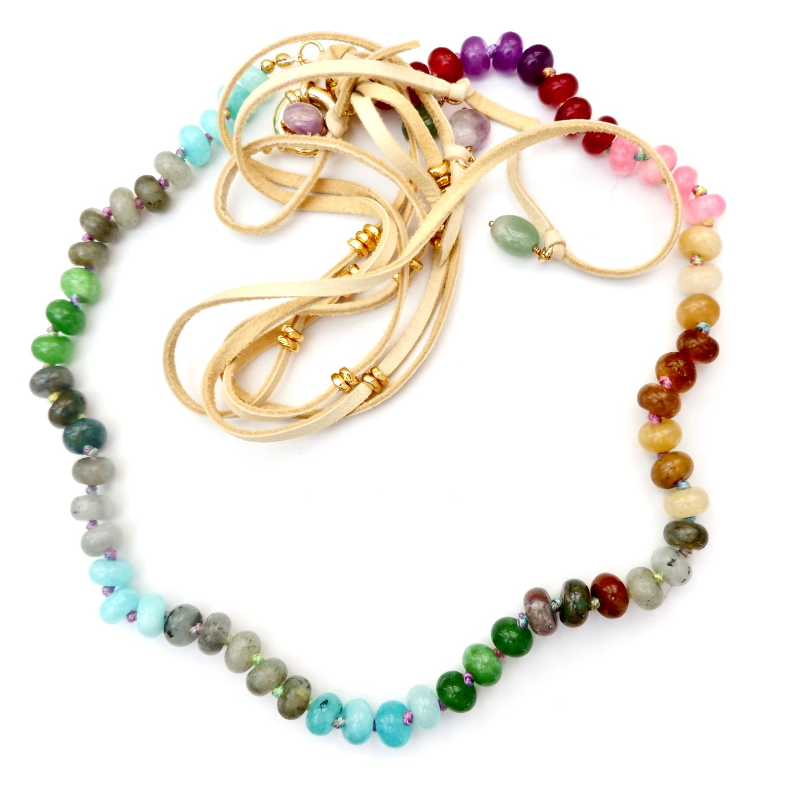 boho rainbow gemstone necklace