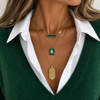 Gold tag necklace