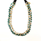 gold pyrite and green agate choker