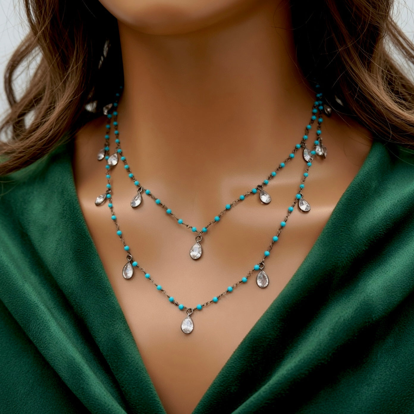 crystals x turquoise chain necklace