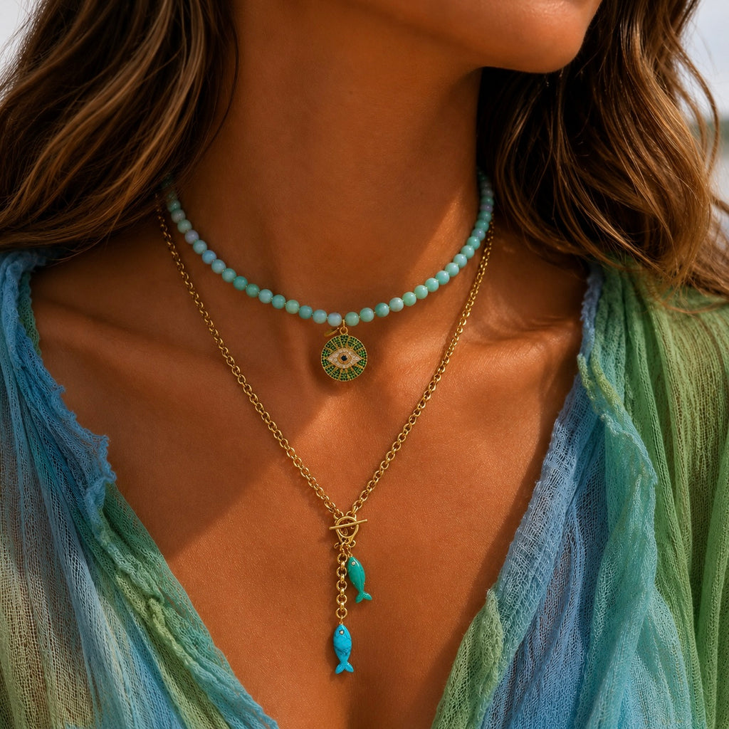 greens evil eye necklace