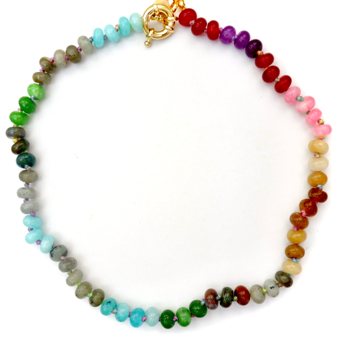 boho rainbow gemstone necklace