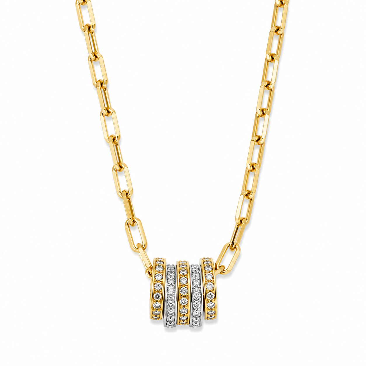 two tone tiny rings necklace