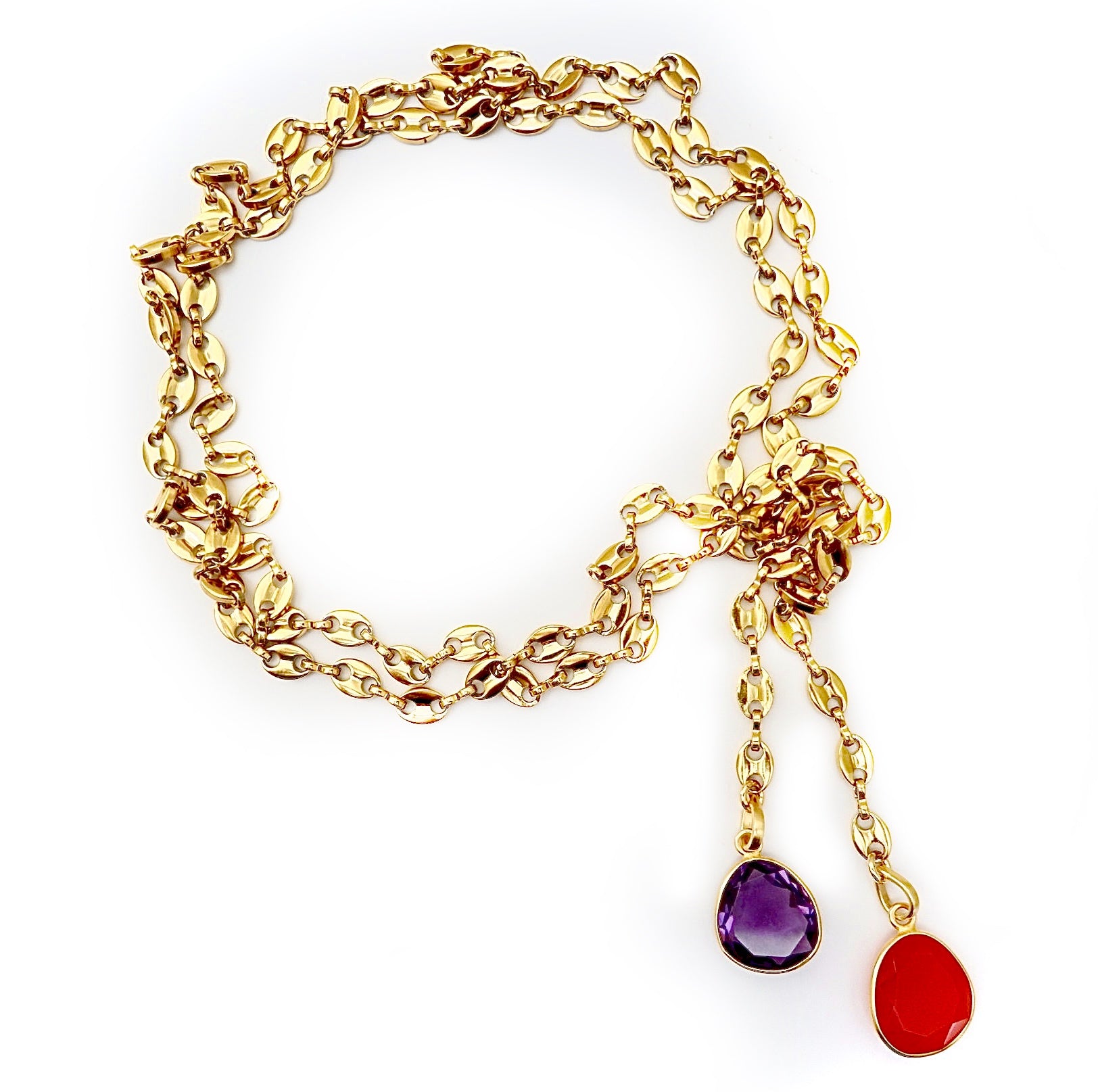 carnelian and amethyst duo necklace