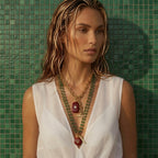 green onyx x carnelian gems necklace