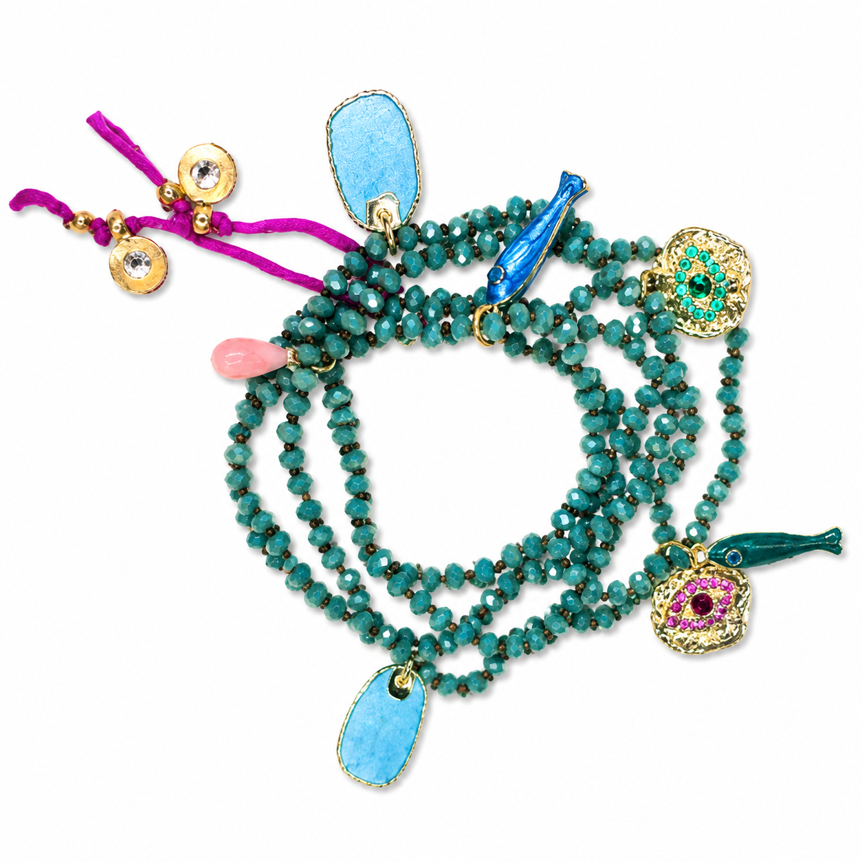 sparkling gems x charms necklace