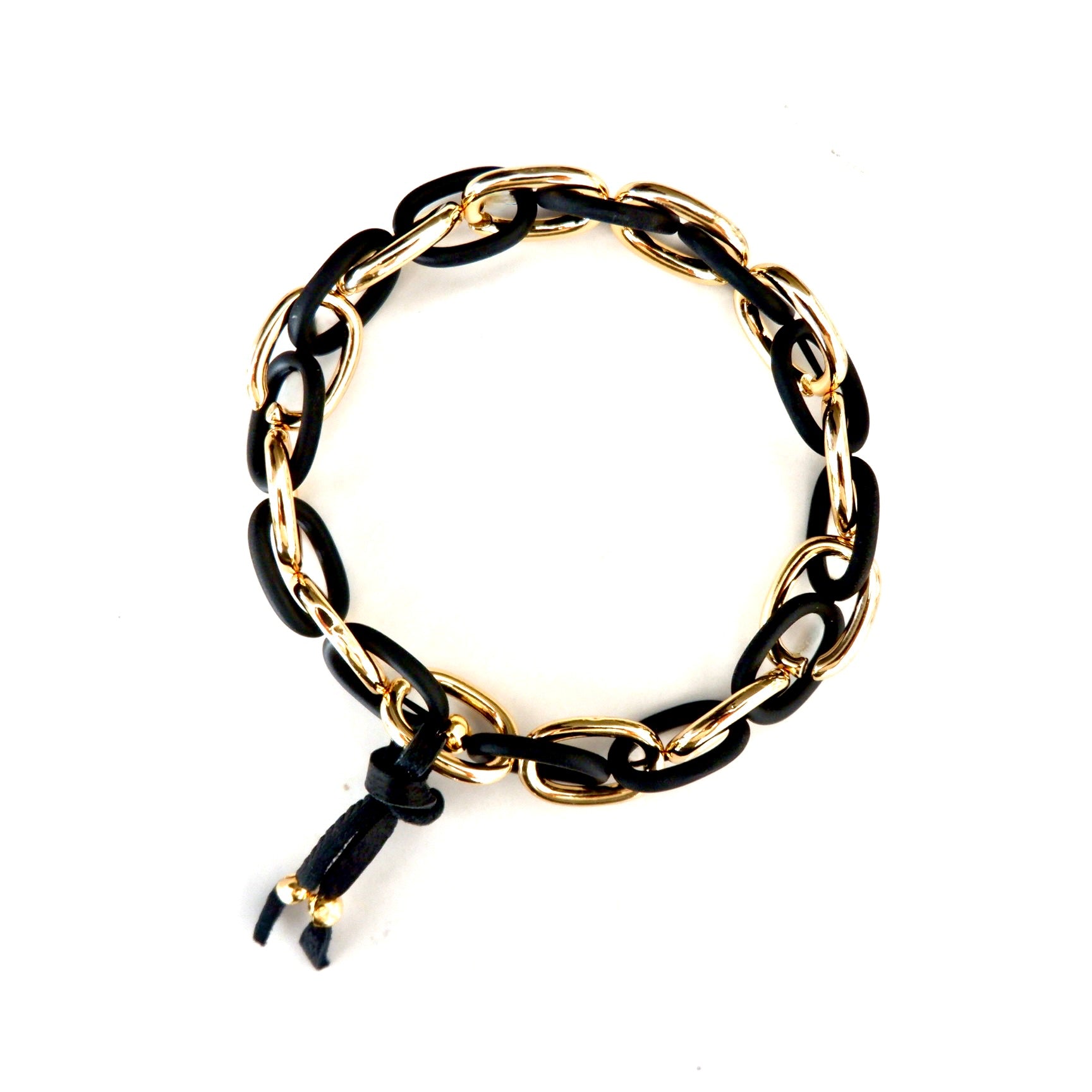 black and gold link chain bracelet