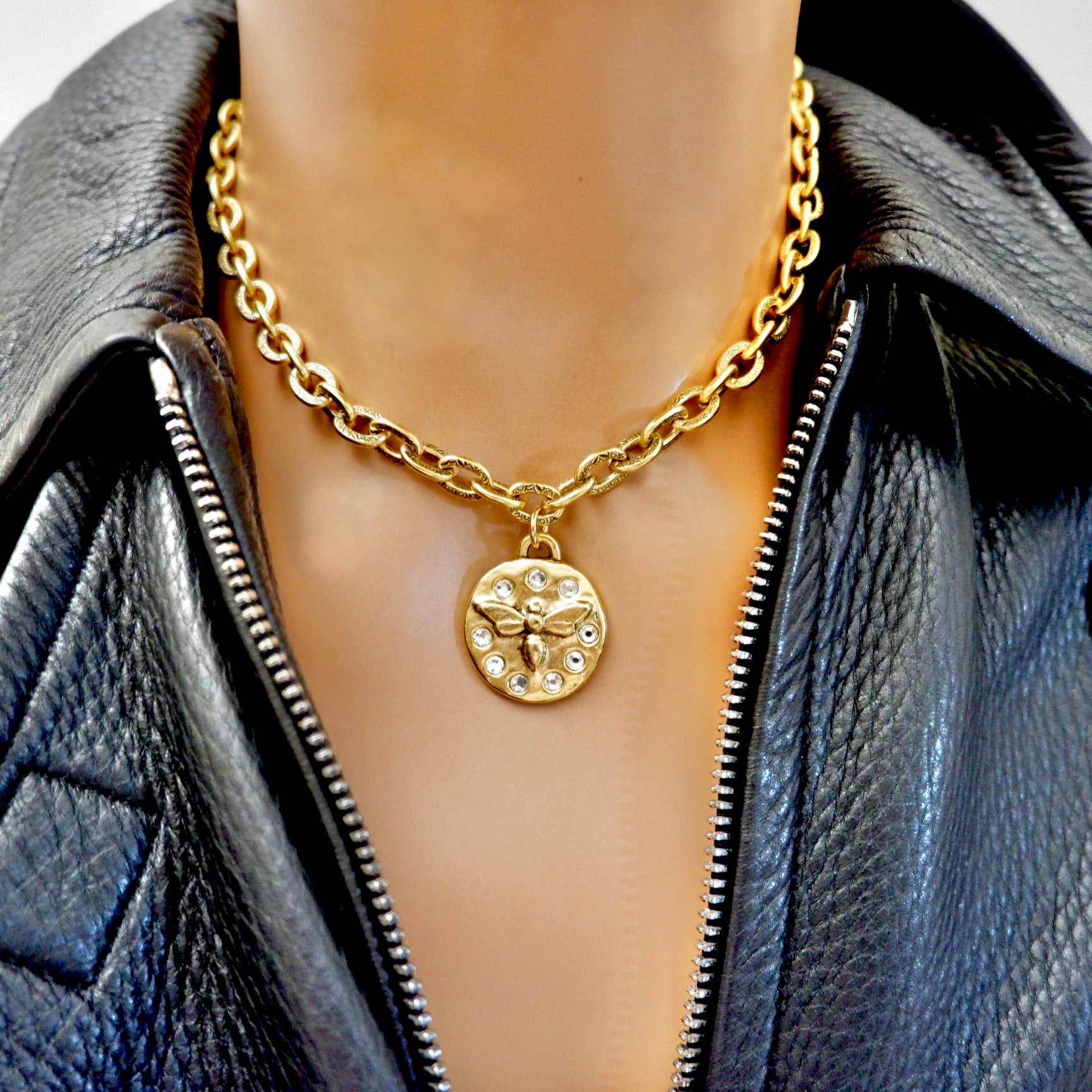 bumble bee bling vintage necklace
