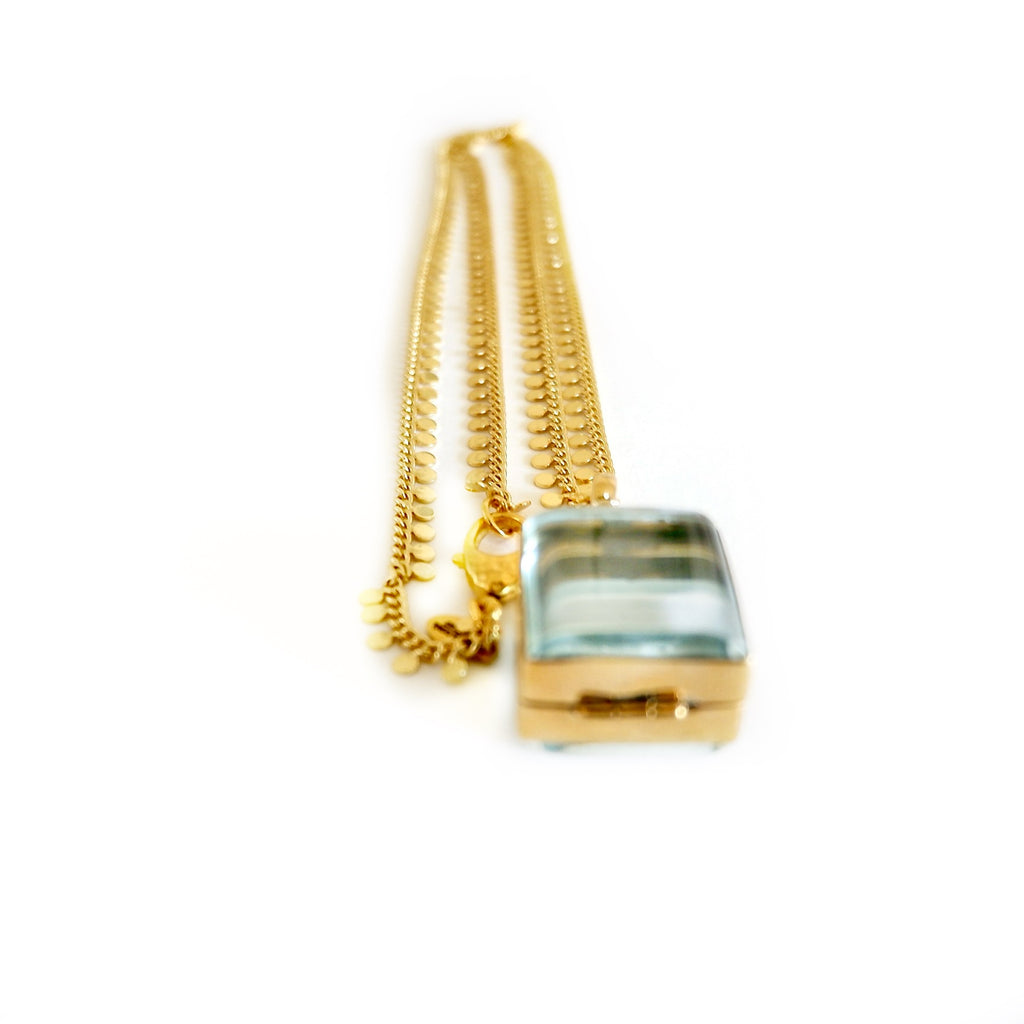 vintage square locket necklace