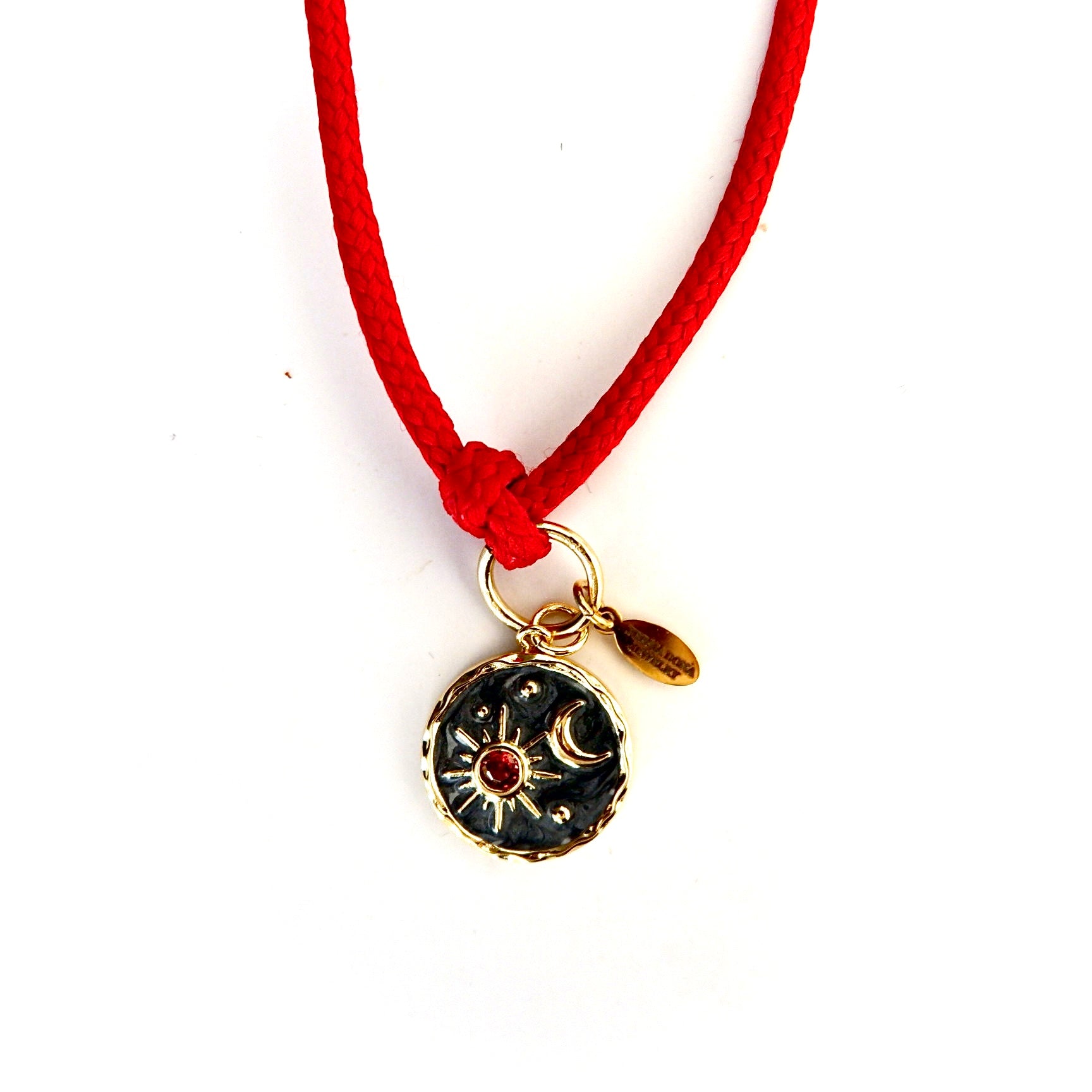 red cord sun and moon necklace
