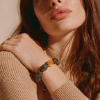 hematite and pyrite gold petal bracelet