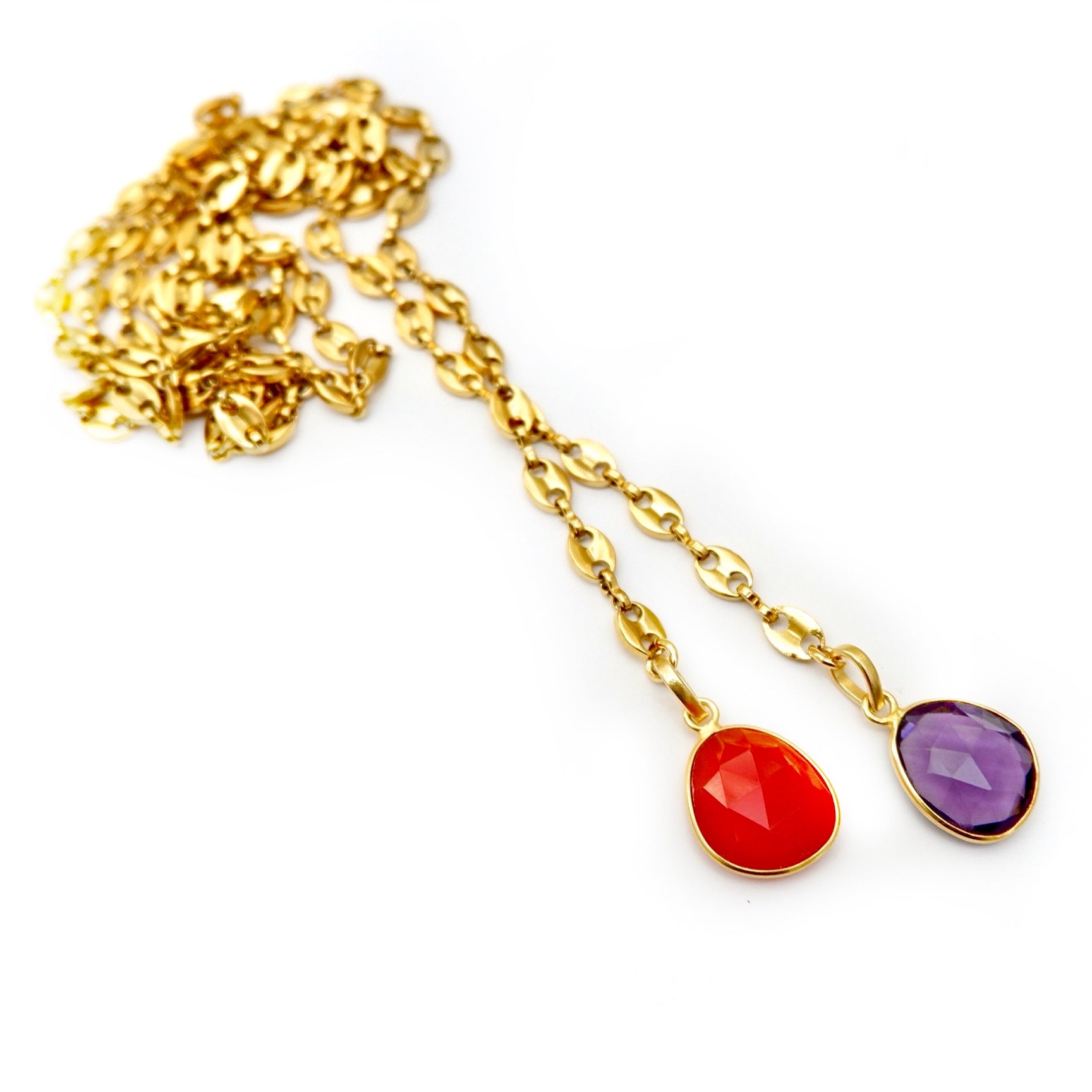 carnelian and amethyst duo necklace