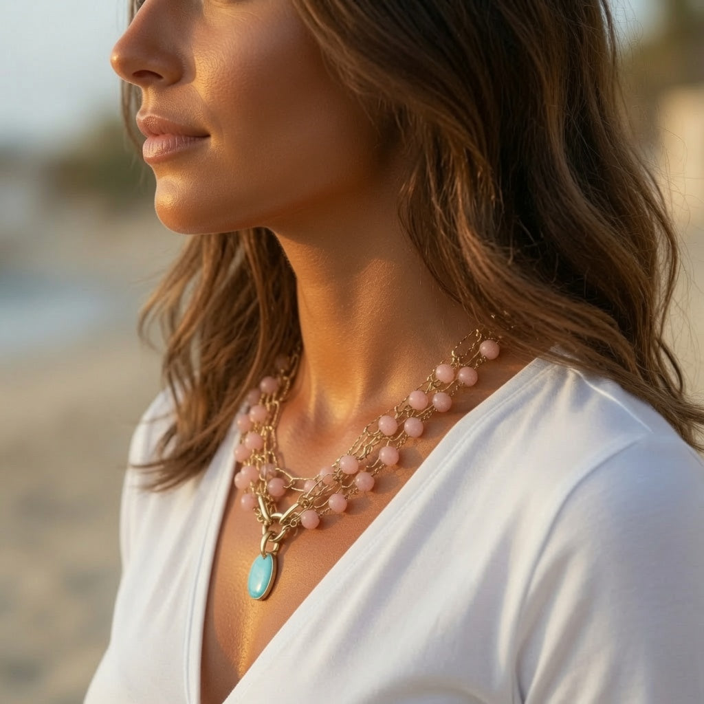 blush gems x chain necklace