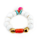 white pebbles and coral bracelet