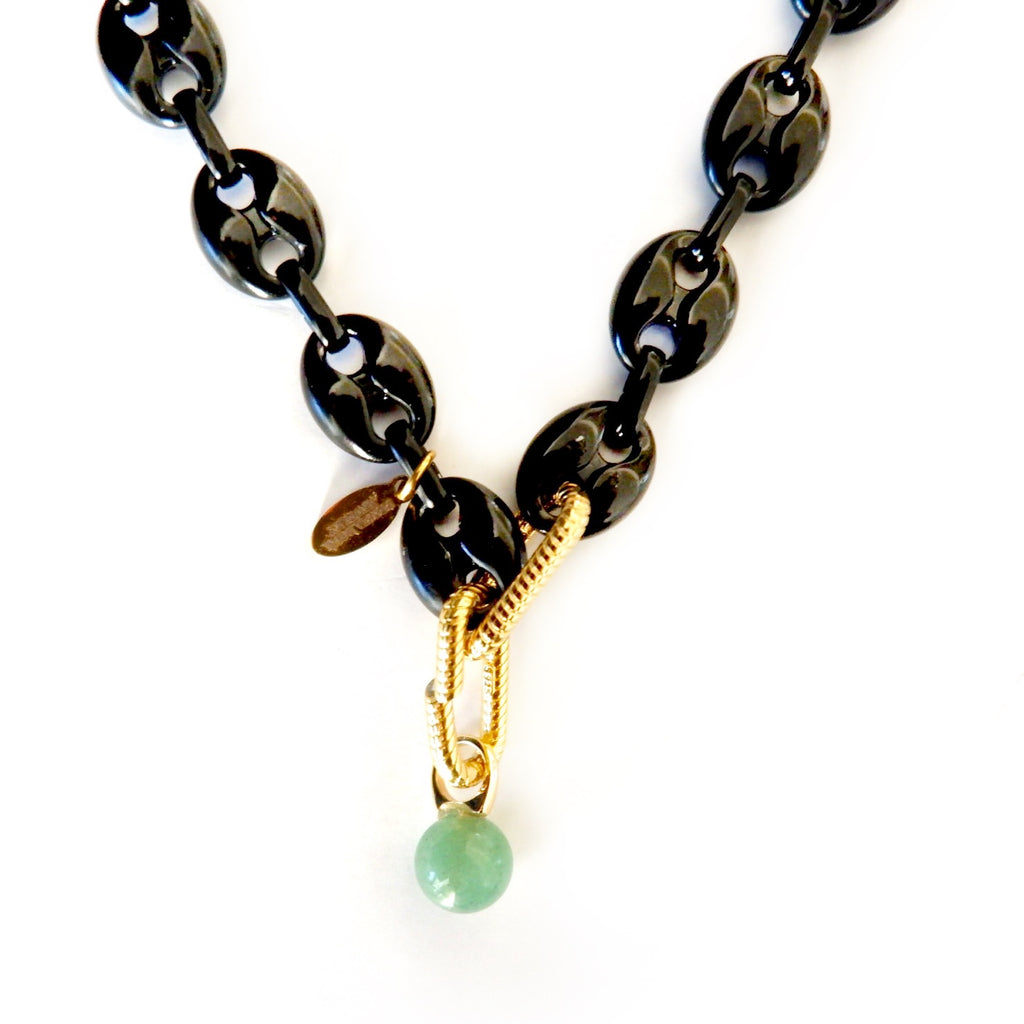 black enamel mariner link necklace