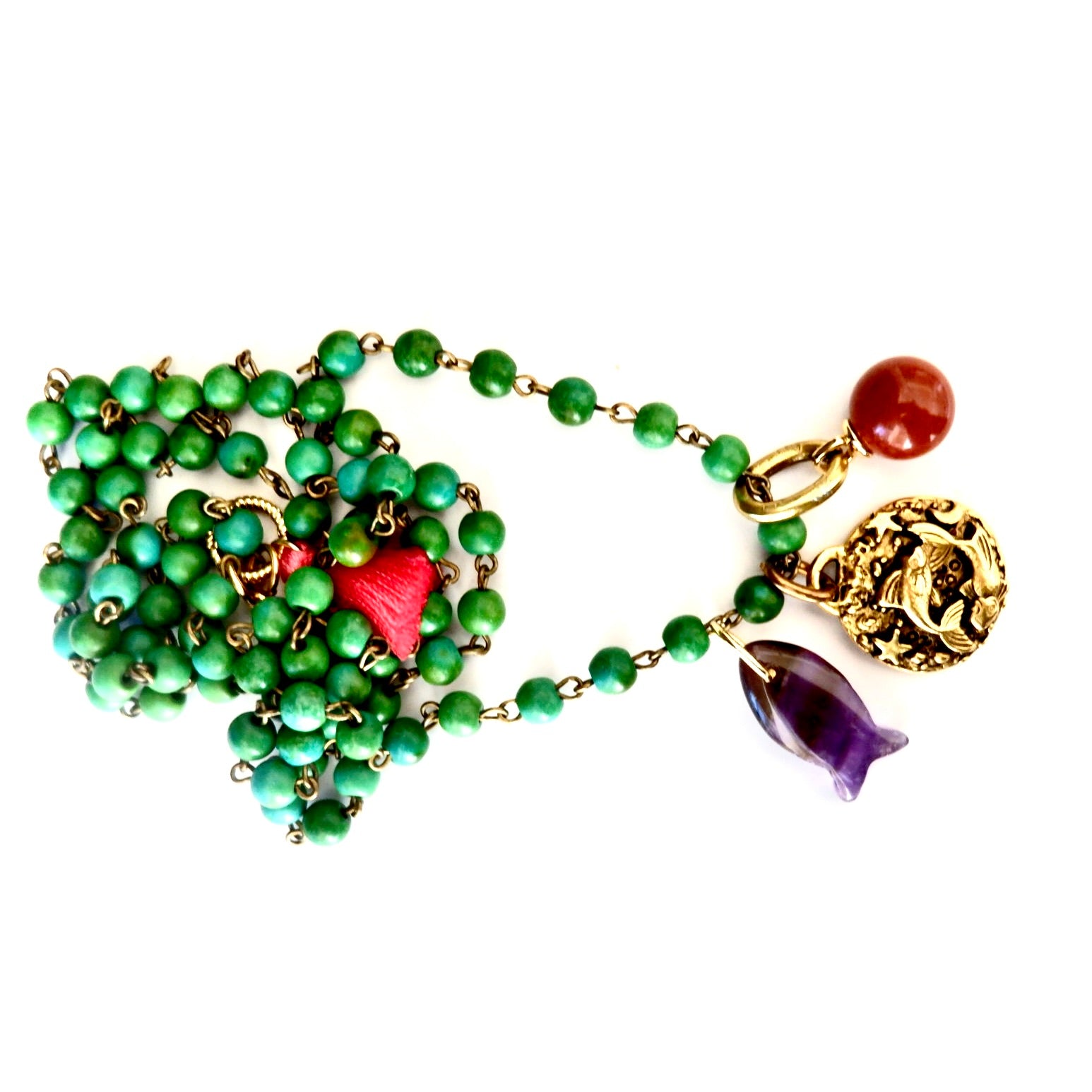 green exotic charms necklace