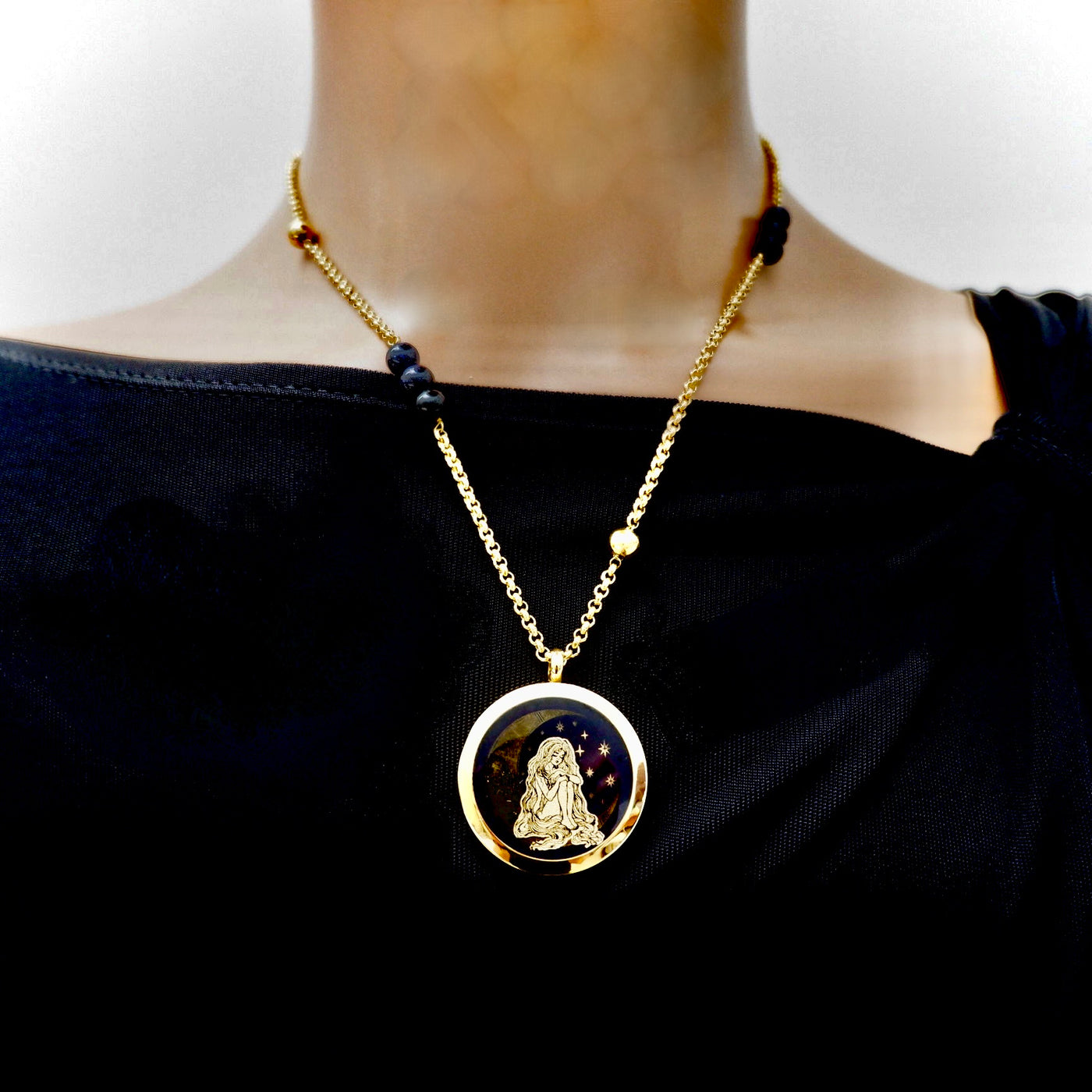 moon star goddess locket necklace