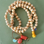 sandalwood x corals mala necklace