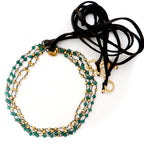 gold pyrite and green agate choker