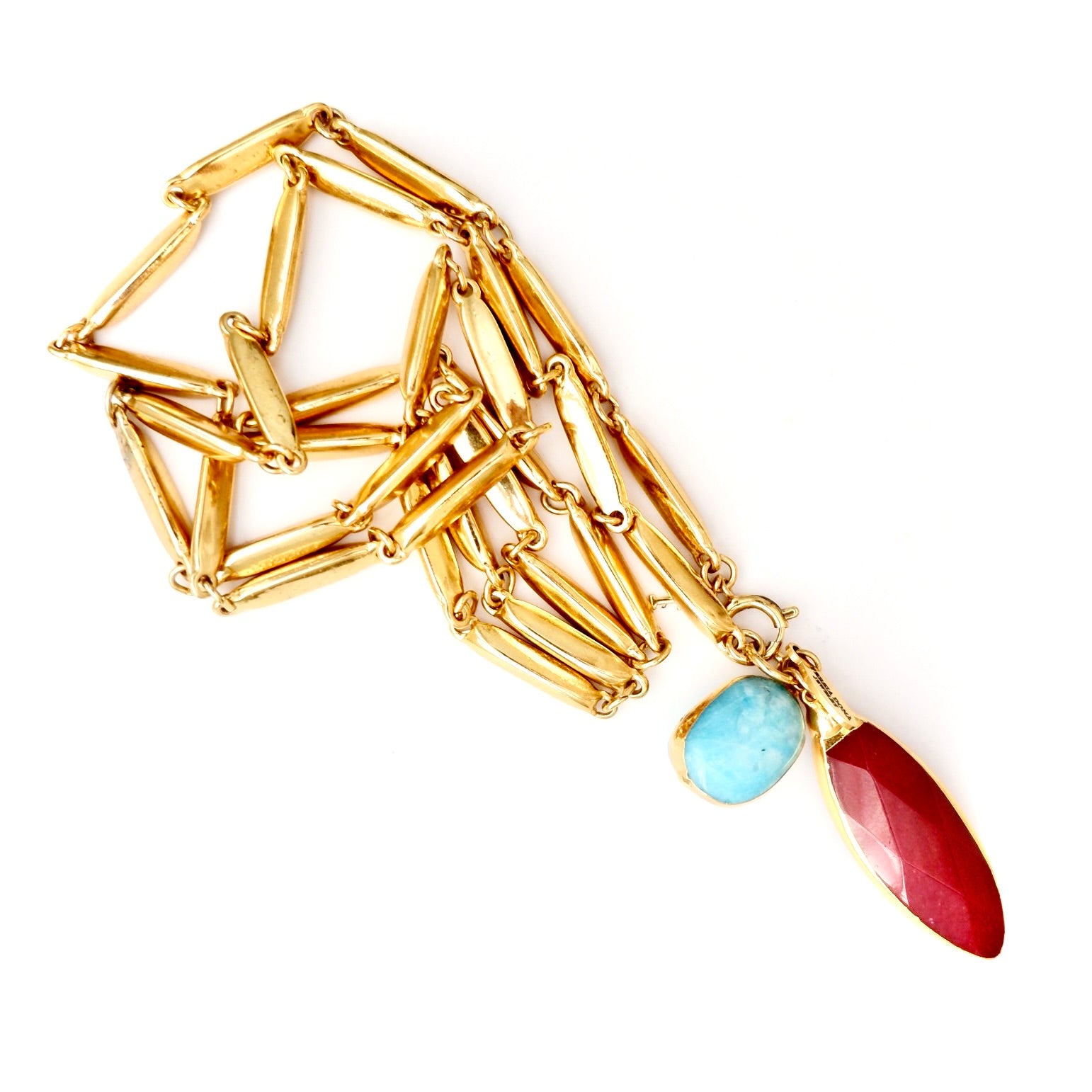 vintage ruby and turquoise pendant necklace