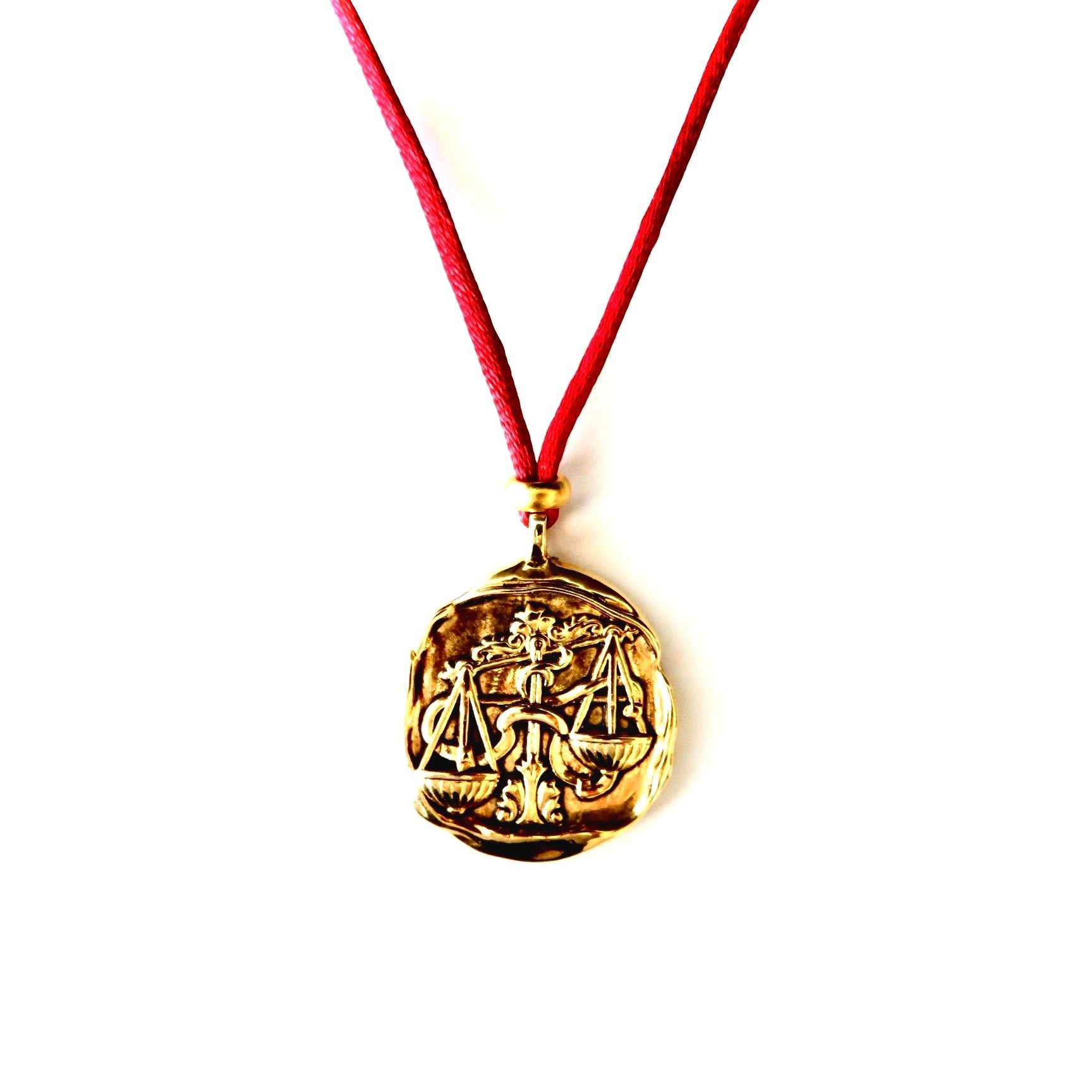 red silk cord zodiac necklace