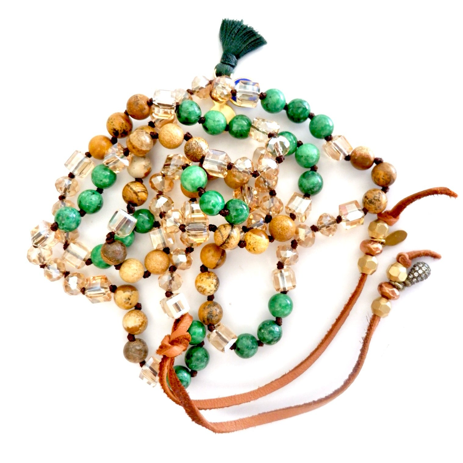 gemstone crystals sandalwood necklace
