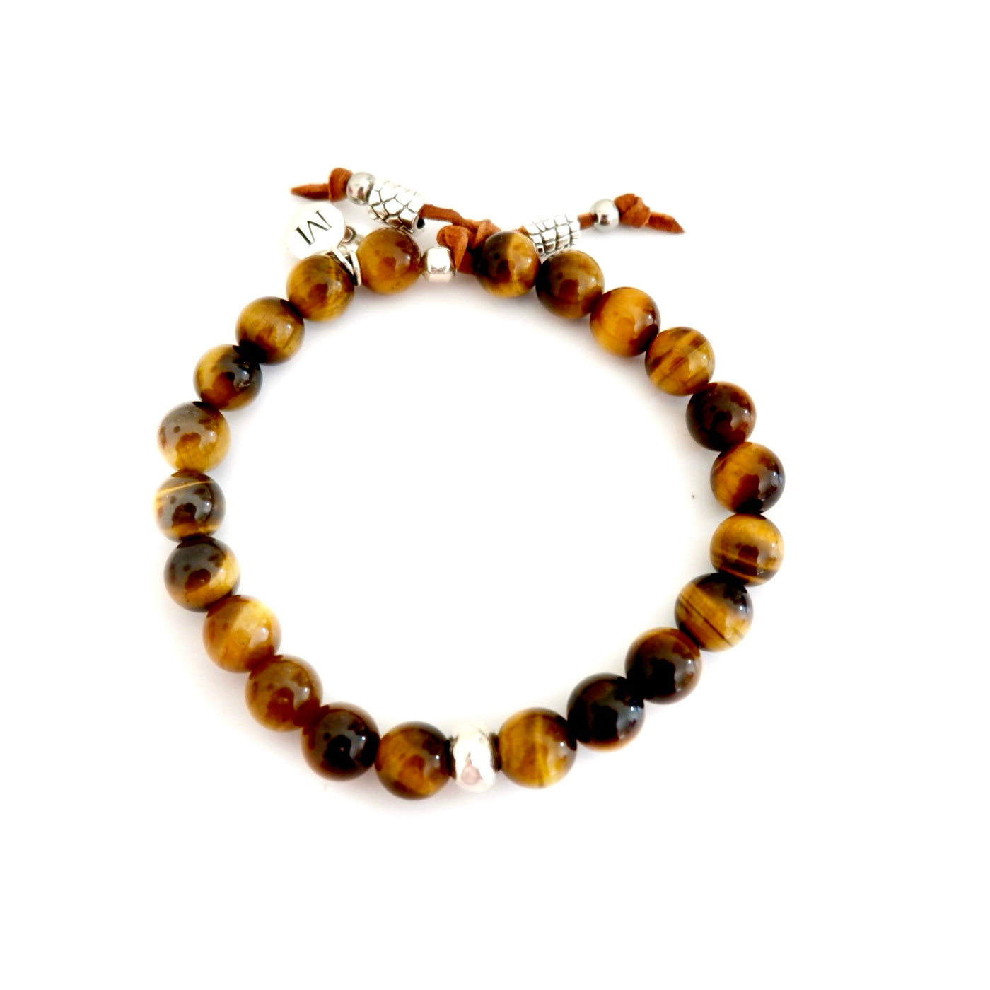 tigers eye initial mens bracelet