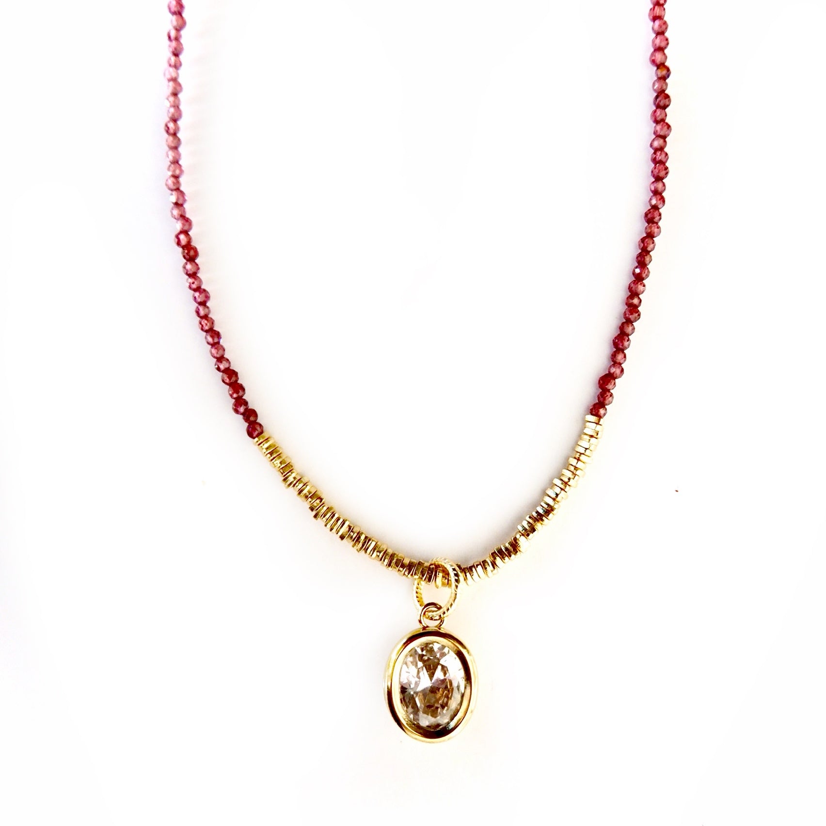 gemstones x oval crystal necklace