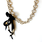 chunky metal and pearl chain necklace